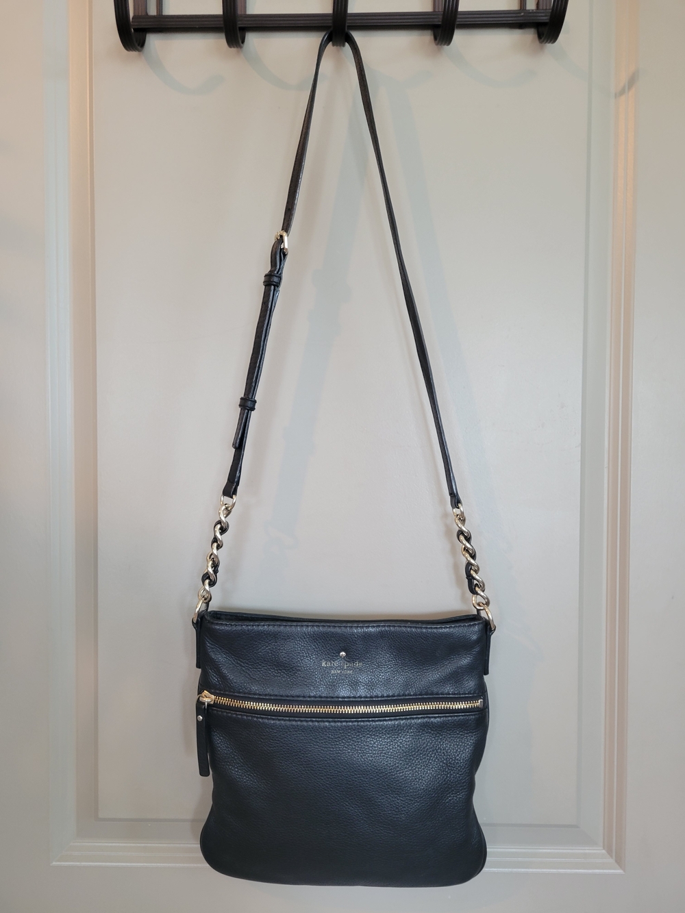 kate Spade Cobble Hill Ellen Black Leather Pebbled Crossbody Gold Hardware Exc!